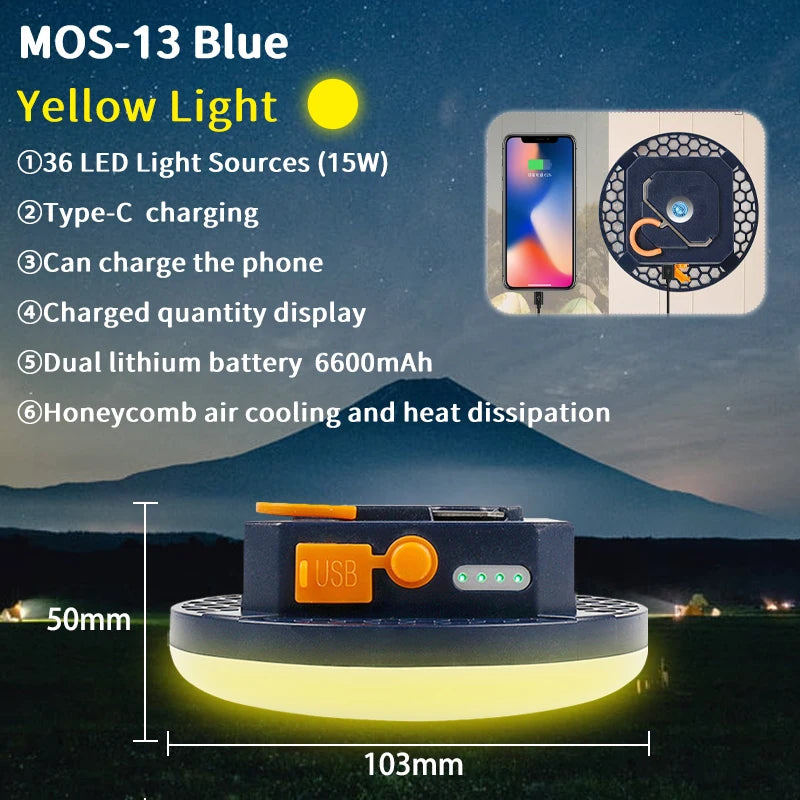 MOSLIGHTING 9900mAh Rechargeable Powerful Light Camping Lantern with Magnet Strong Light Portable Flashlight Tent Lamp Work LED