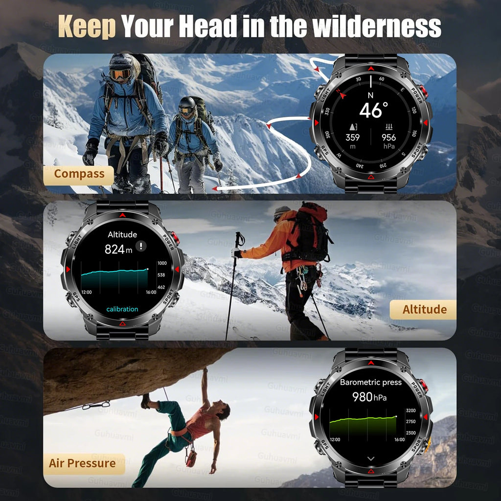 T-REX3 Men GPS Outdoor Sports SmartWatch Military quality AMOLED HD Screen Display Heart Rate BT Call 10ATM Waterproof Bracelet