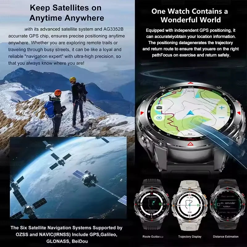 T-REX3 Men GPS Outdoor Sports SmartWatch Military quality AMOLED HD Screen Display Heart Rate BT Call 10ATM Waterproof Bracelet