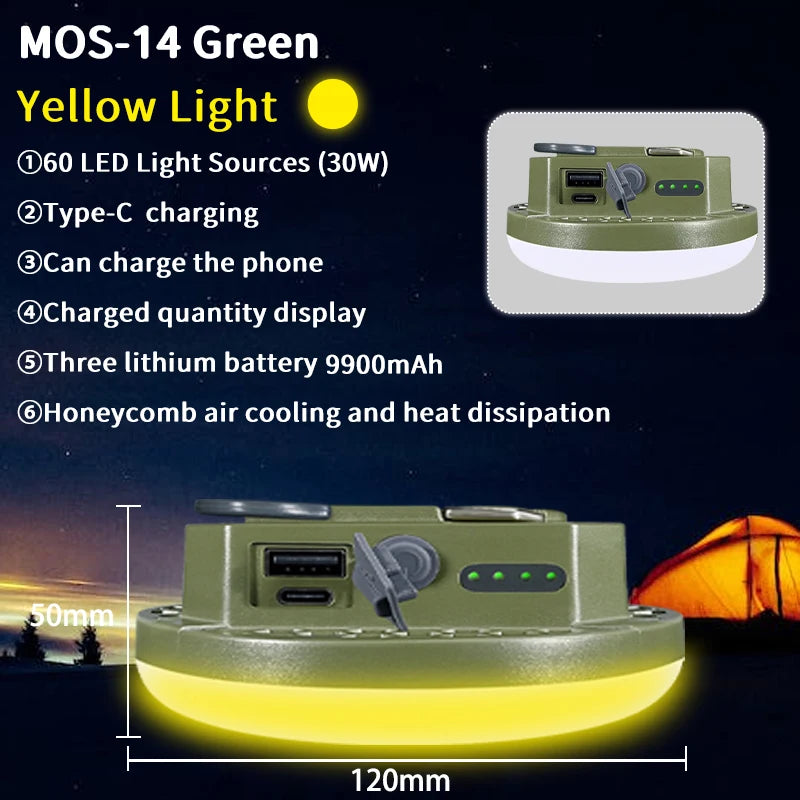 MOSLIGHTING 9900mAh Rechargeable Powerful Light Camping Lantern with Magnet Strong Light Portable Flashlight Tent Lamp Work LED