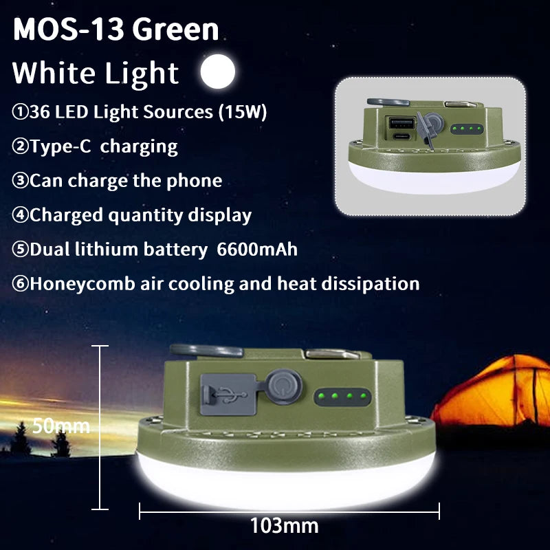 MOSLIGHTING 9900mAh Rechargeable Powerful Light Camping Lantern with Magnet Strong Light Portable Flashlight Tent Lamp Work LED