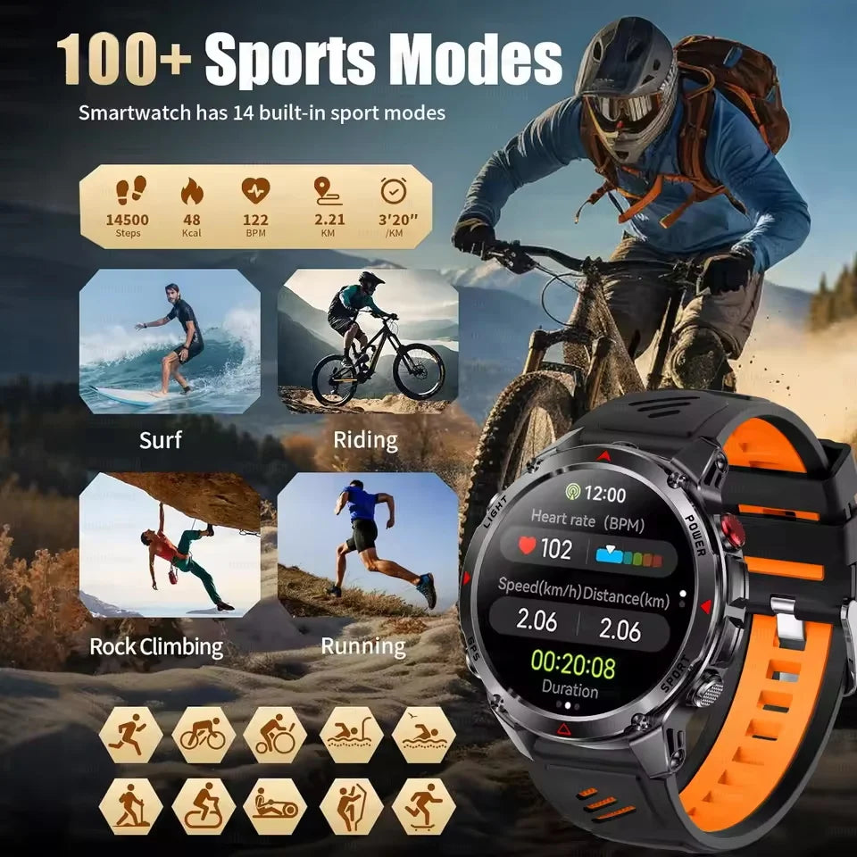 T-REX3 Men GPS Outdoor Sports SmartWatch Military quality AMOLED HD Screen Display Heart Rate BT Call 10ATM Waterproof Bracelet