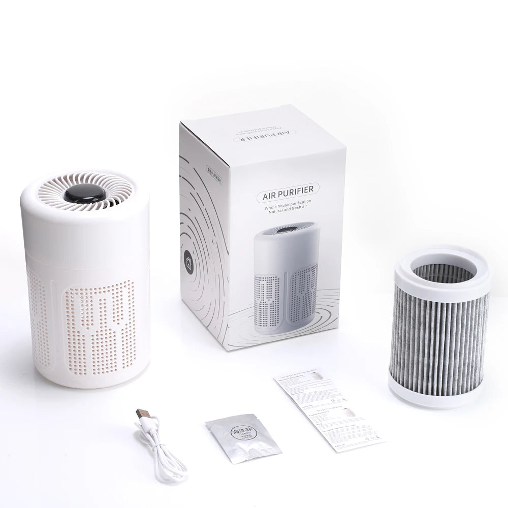Mini Desktop Air Purifier HEPA Filter Negative Ion Technology Eliminates Formaldehyde Odors Smoke And Dust Particles Office Home